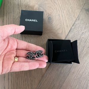 Chanel black and silver studs